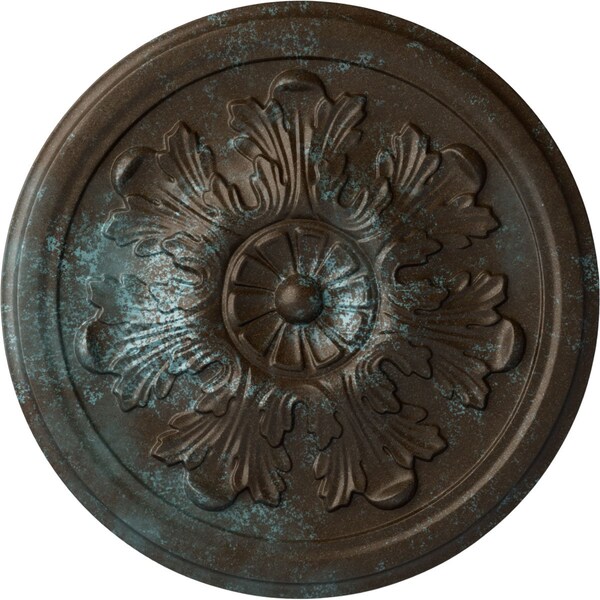 Ekena Millwork Legacy Acanthus Ceiling Medallion (Canopies up to 3 1/2"), 12 3/4"OD x 7/8"P, Bronze Blue Patina CM12LEBBS - main
